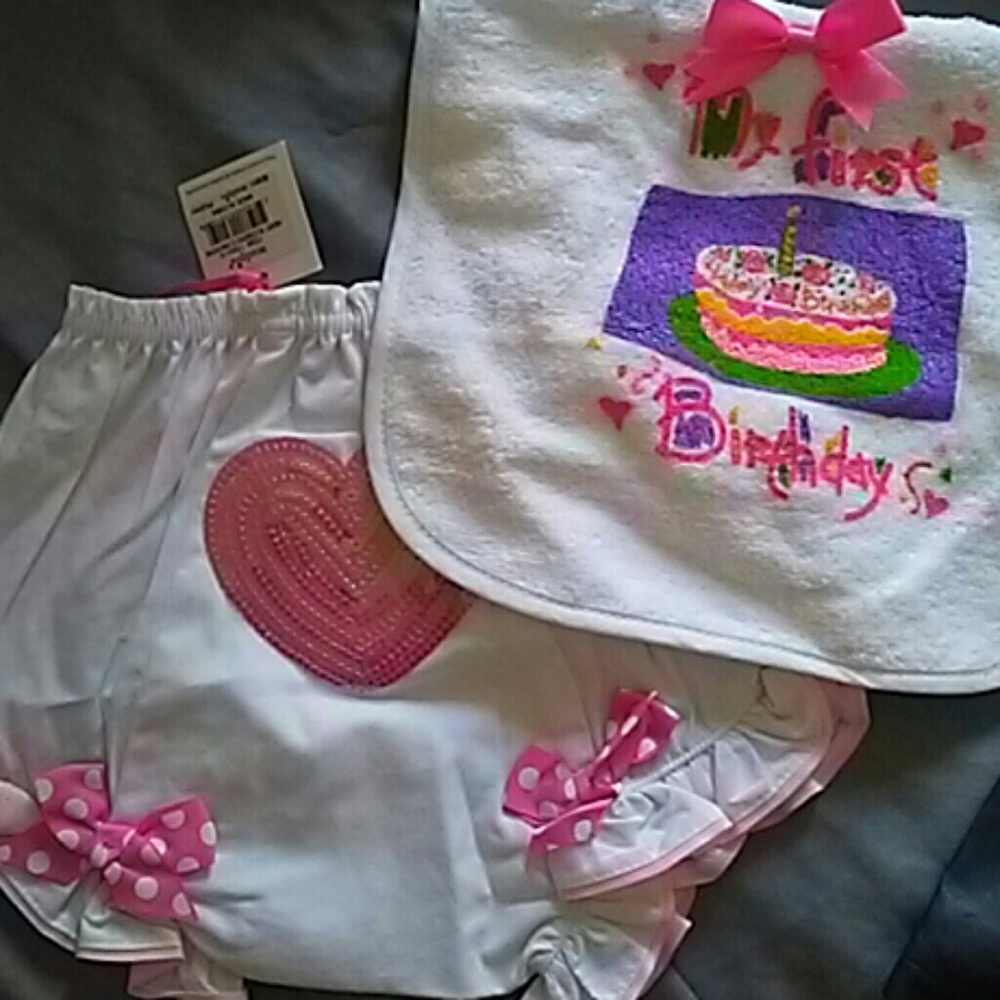 NWT-My First Birthday Bib and Bottom Set!